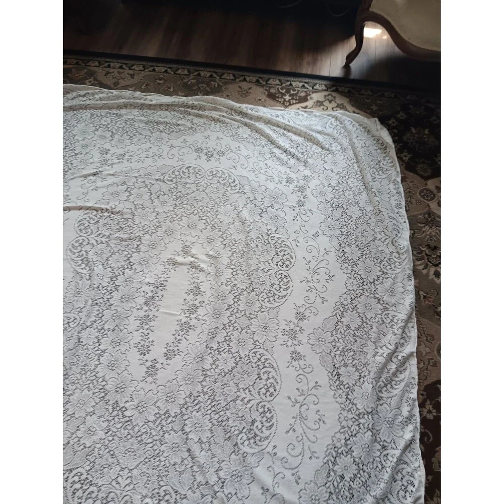 Vintage Lace Tablecloth 63 X 60 Granny core, cottage core